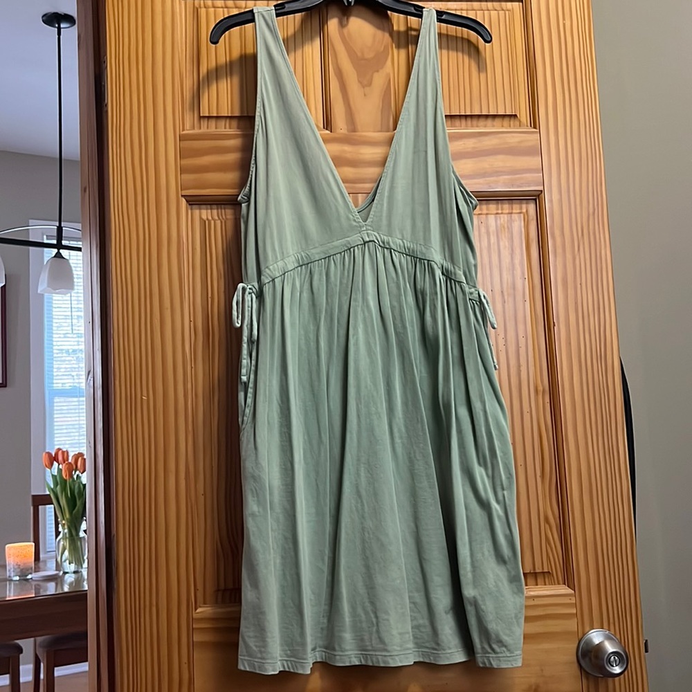 Sage green deep V tank top dress size L